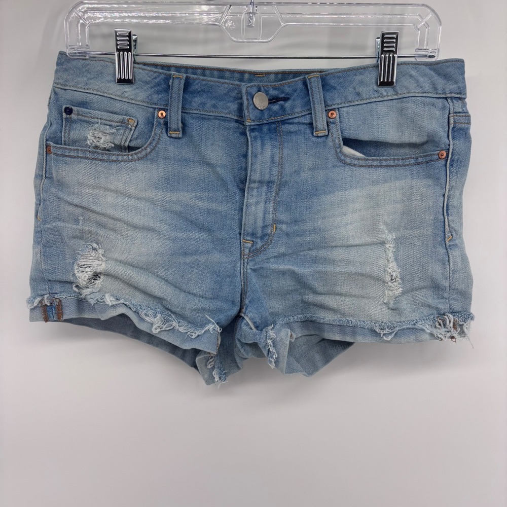 Gap 1969 Denim Jean Shorts Womens Size 28 Light Wash Distressed Cut Off‎